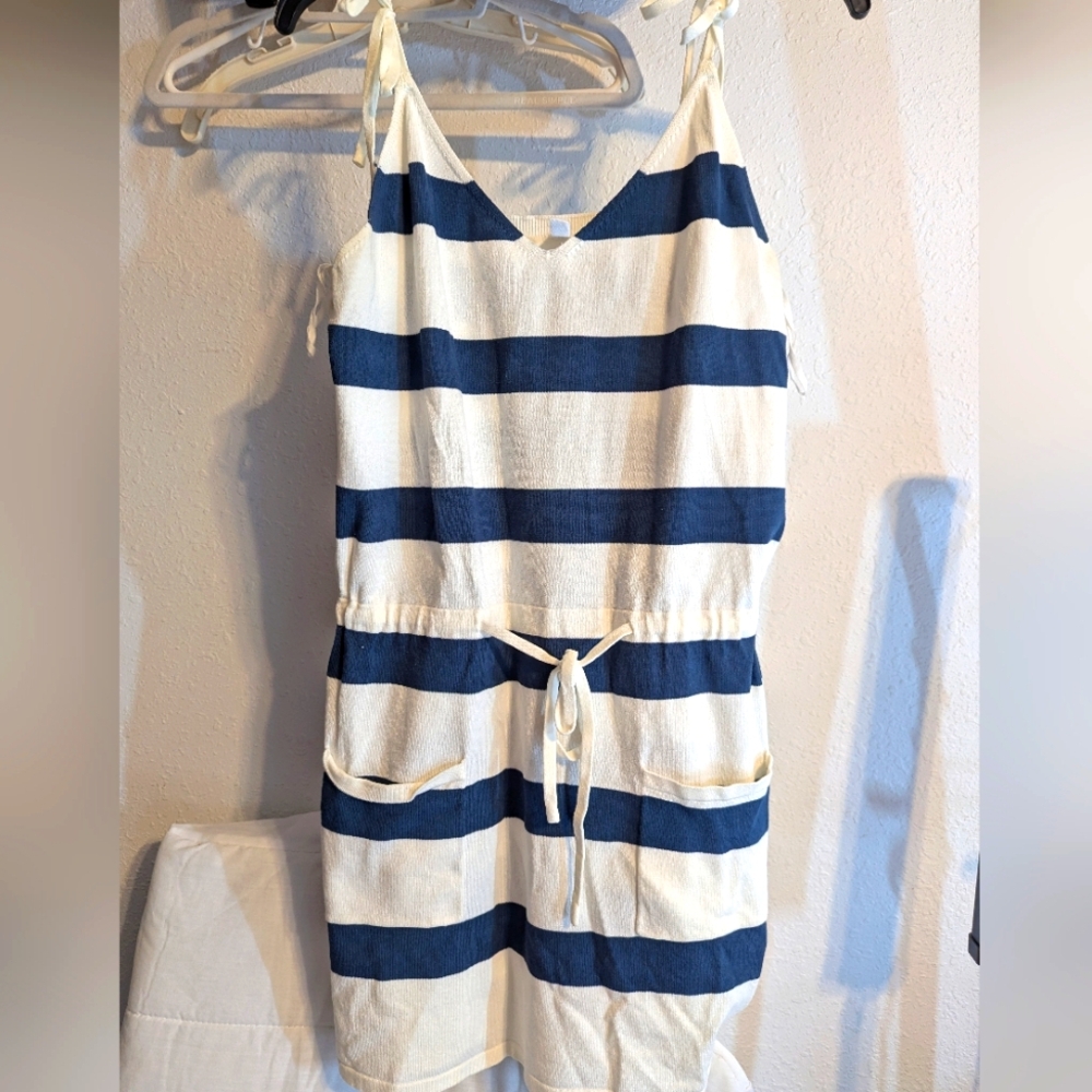 Wishlist Blue and Cream Striped Midi Dress